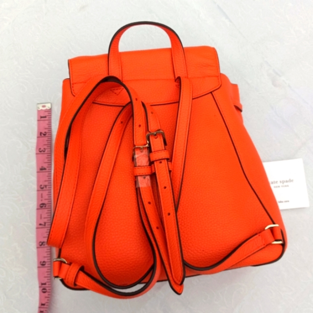 NWOT Kate Spade Leila Medium Flap Backpack 🍊 Coral Buds w/Adjustable Strap - Picture 15 of 16
